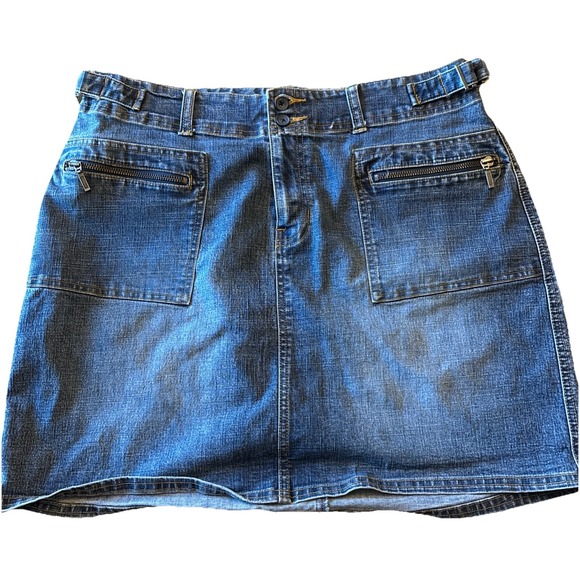 L.A. Blues Dresses & Skirts - LA Blues Womens Sz 12 Denim Jean Mini Skirt Y2K 90's‎ Buckles Zippers Stretch